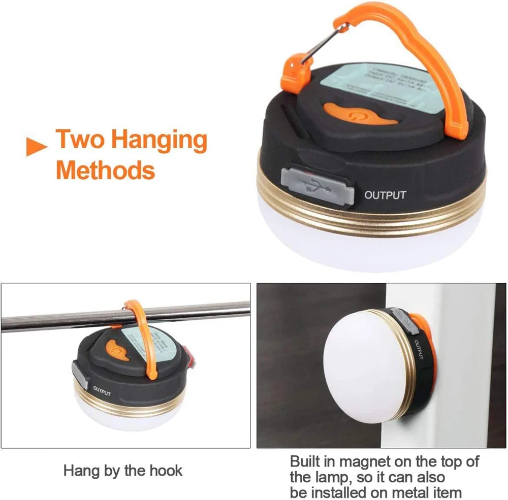 High Power Camping Lantern Tents Lamp 1200mah USB Rechargeable Portable Camping Lights Outdoor Hiking Night Hanging Lamp