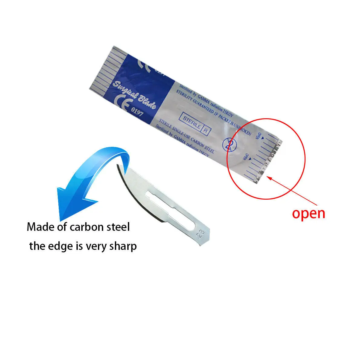 Surgical Scalpel Blades 100PCS/BOX Carbon Steel Medical Knife Handle Holder Dissection Cutting Phone Repair Carving Sterilized