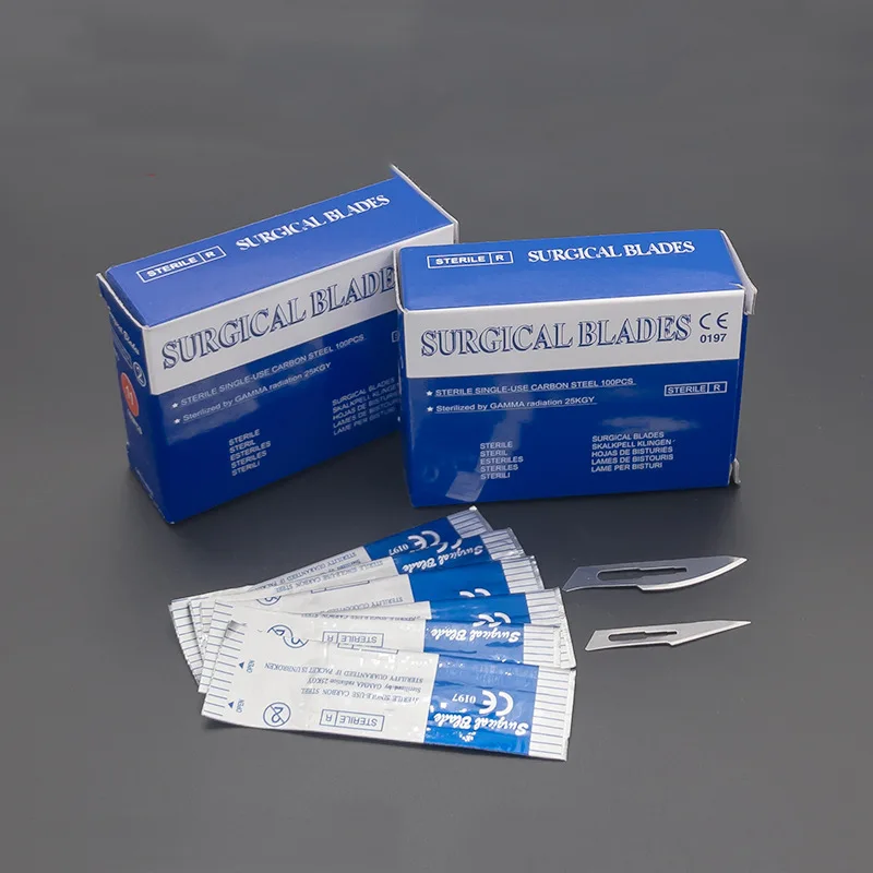 Surgical Scalpel Blades 100PCS/BOX Carbon Steel Medical Knife Handle Holder Dissection Cutting Phone Repair Carving Sterilized