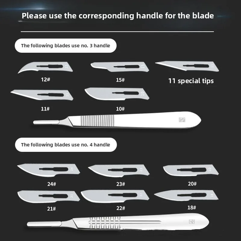 Surgical Scalpel Blades 100PCS/BOX Carbon Steel Medical Knife Handle Holder Dissection Cutting Phone Repair Carving Sterilized