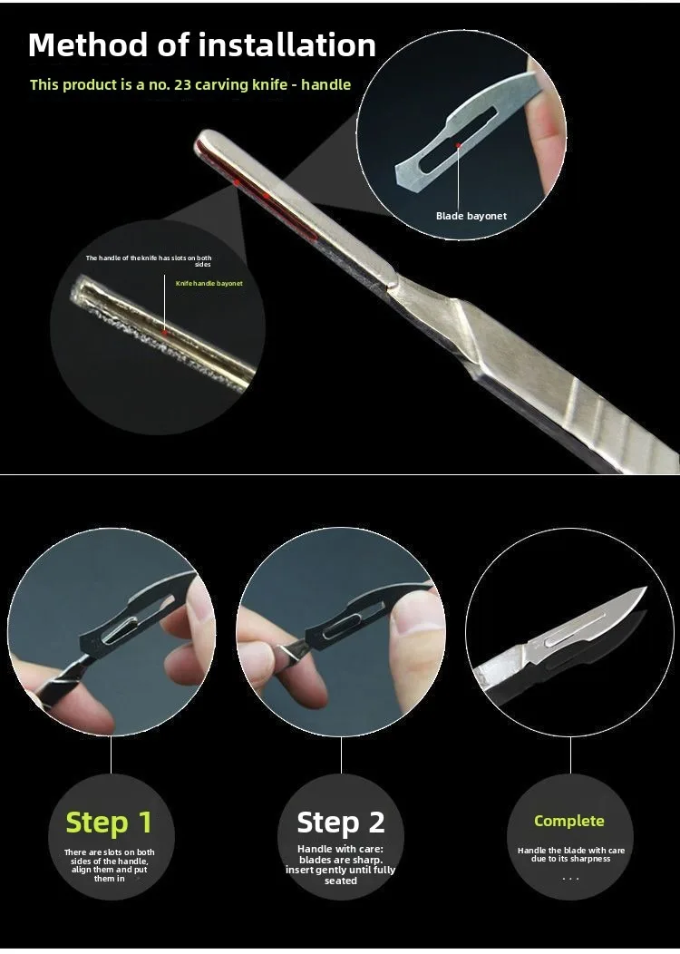 Surgical Scalpel Blades 100PCS/BOX Carbon Steel Medical Knife Handle Holder Dissection Cutting Phone Repair Carving Sterilized
