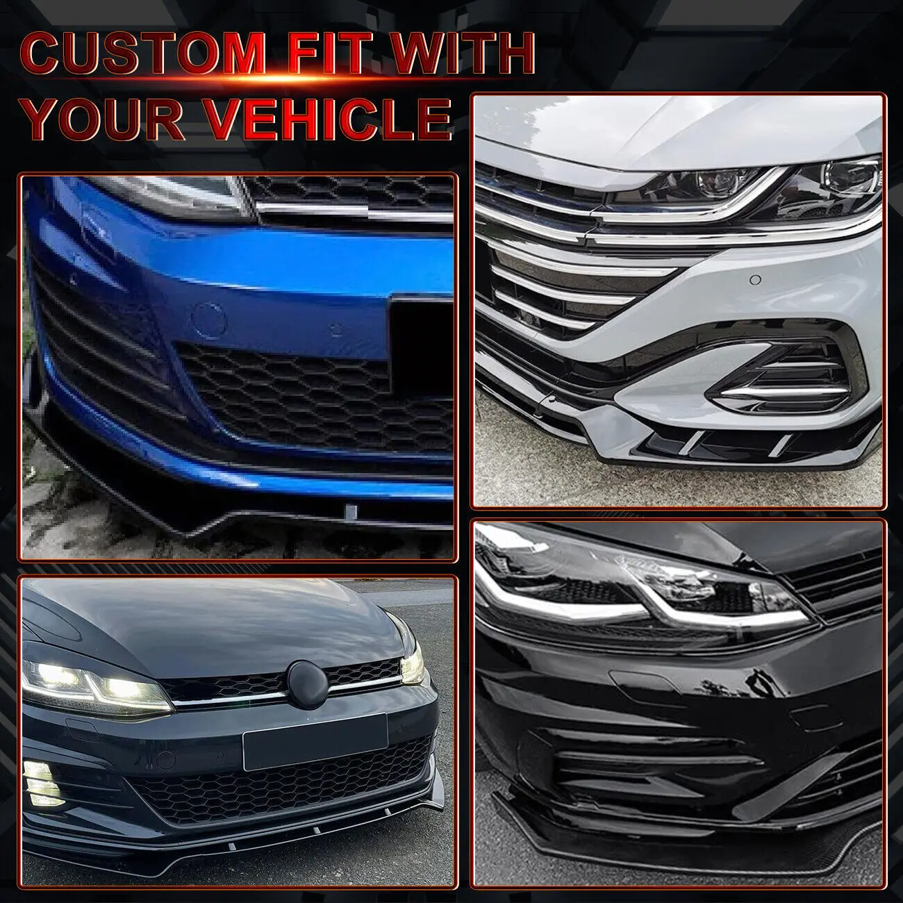 For VW Golf MK7 MK7.5 R GTD GTI TSI TDI Front Splitter Spoiler Lip Kit 2013-2020