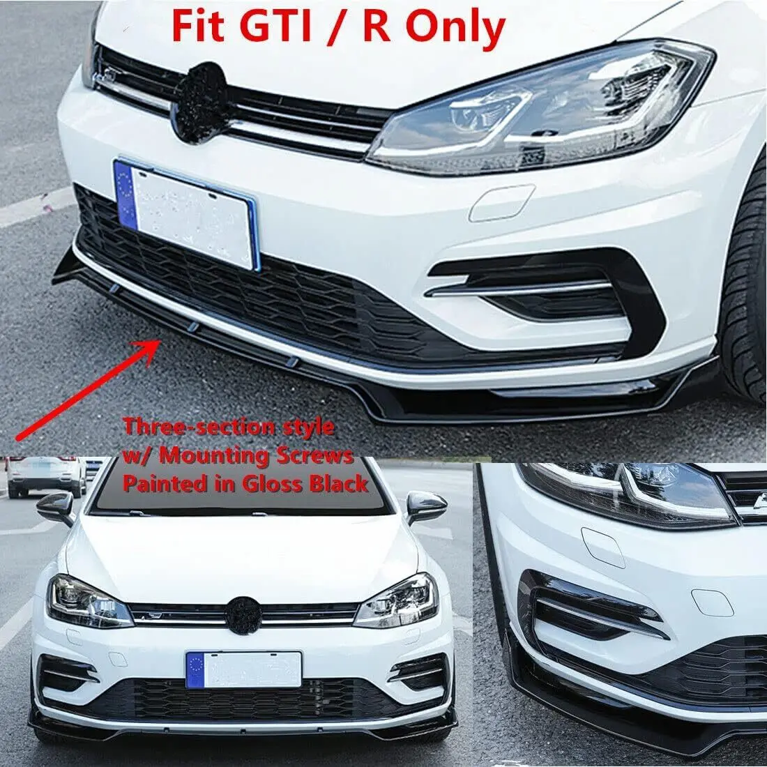 For VW Golf MK7 MK7.5 R GTD GTI TSI TDI Front Splitter Spoiler Lip Kit 2013-2020