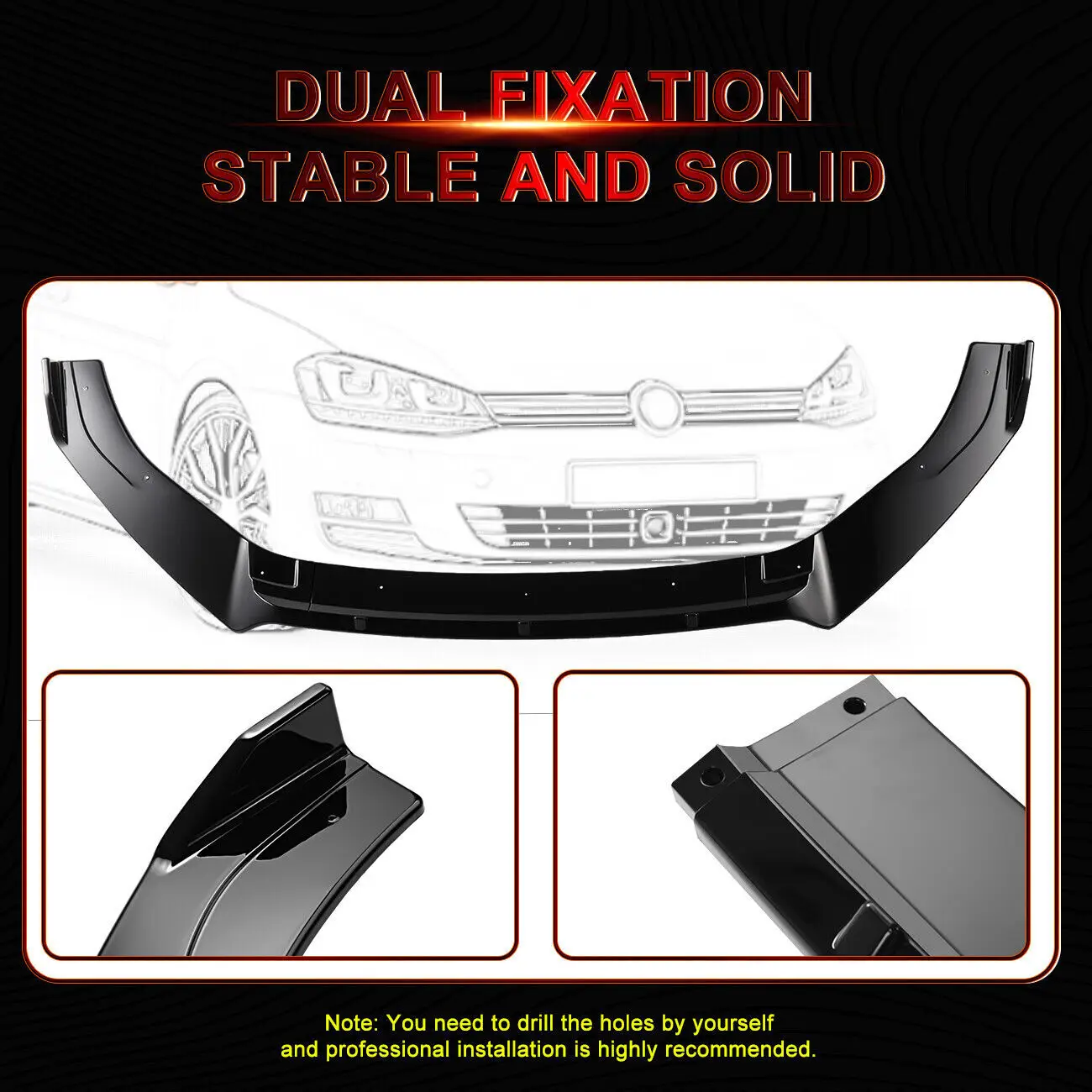 For VW Golf MK7 MK7.5 R GTD GTI TSI TDI Front Splitter Spoiler Lip Kit 2013-2020