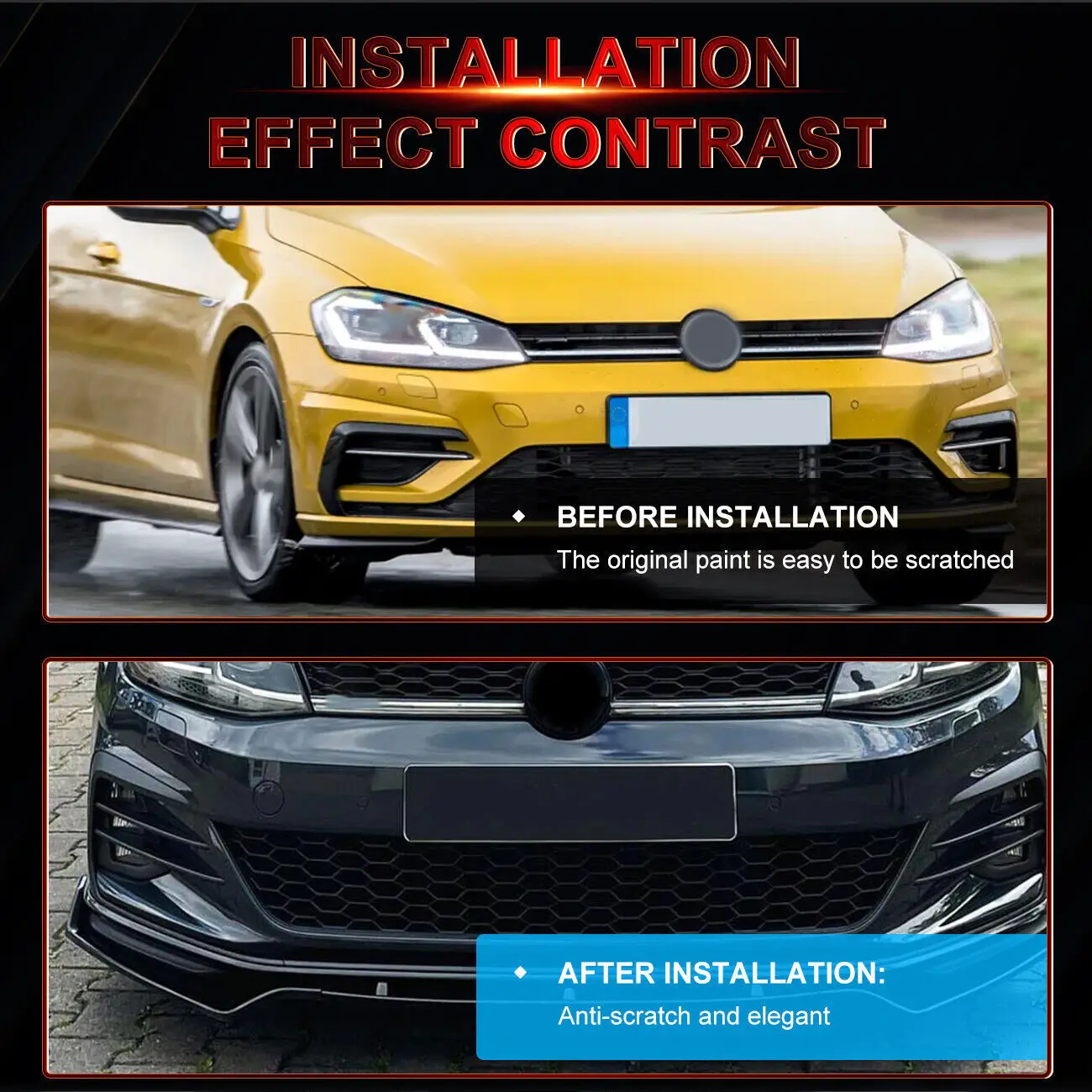 For VW Golf MK7 MK7.5 R GTD GTI TSI TDI Front Splitter Spoiler Lip Kit 2013-2020