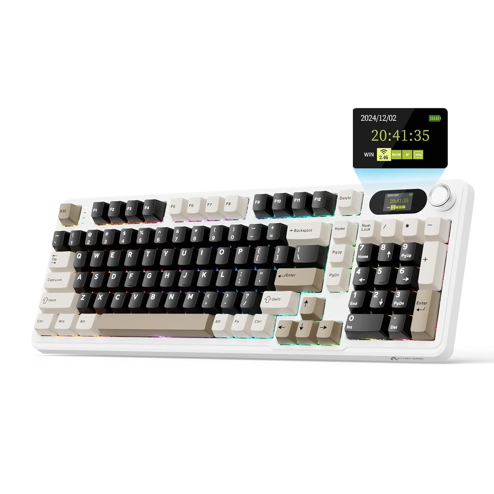 ATTACK SHARK X98Pro Wireless Mechanical Keyboard with Screen & Knob, Tri-mode Gasket Hot Swappable RGB Keyboard, Web Driver