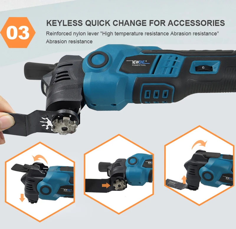 Newone 18V Cordless Brushless Quick Release Oscillating Tool Multi-Tool, Anti-Vibration, for Makita 18V Refurbished Trimmers