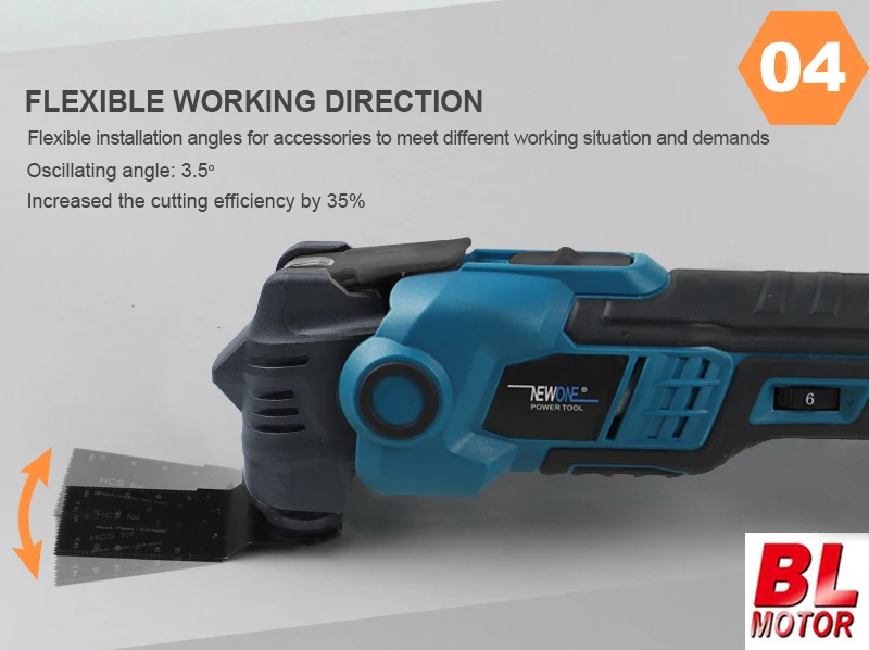 Newone 18V Cordless Brushless Quick Release Oscillating Tool Multi-Tool, Anti-Vibration, for Makita 18V Refurbished Trimmers