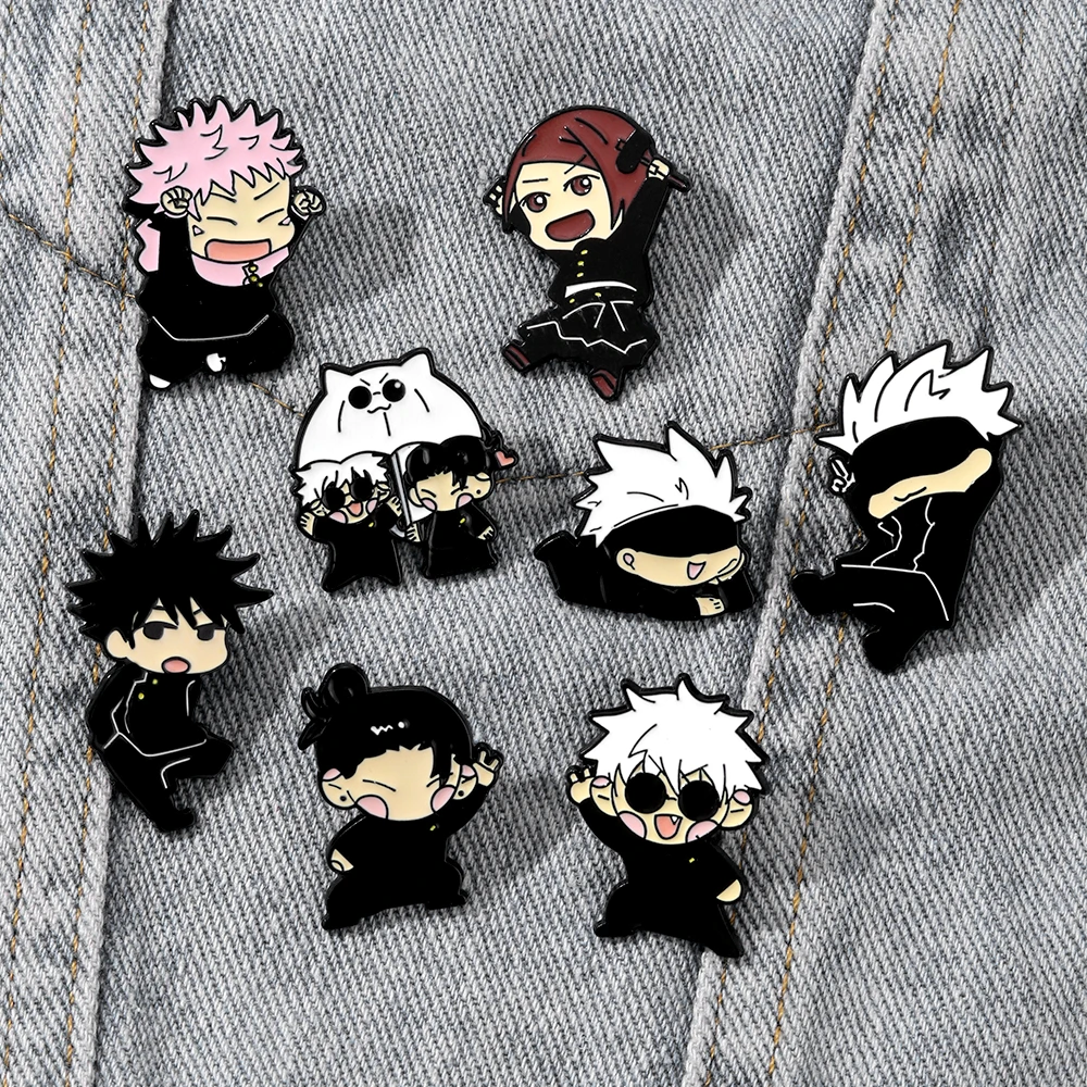 8pcs Itadori Yuji Enamel Pin Set Cartoon Character Brooch Creative Metal Badge Jewelry for Clothing Backpack Souvenir Gift