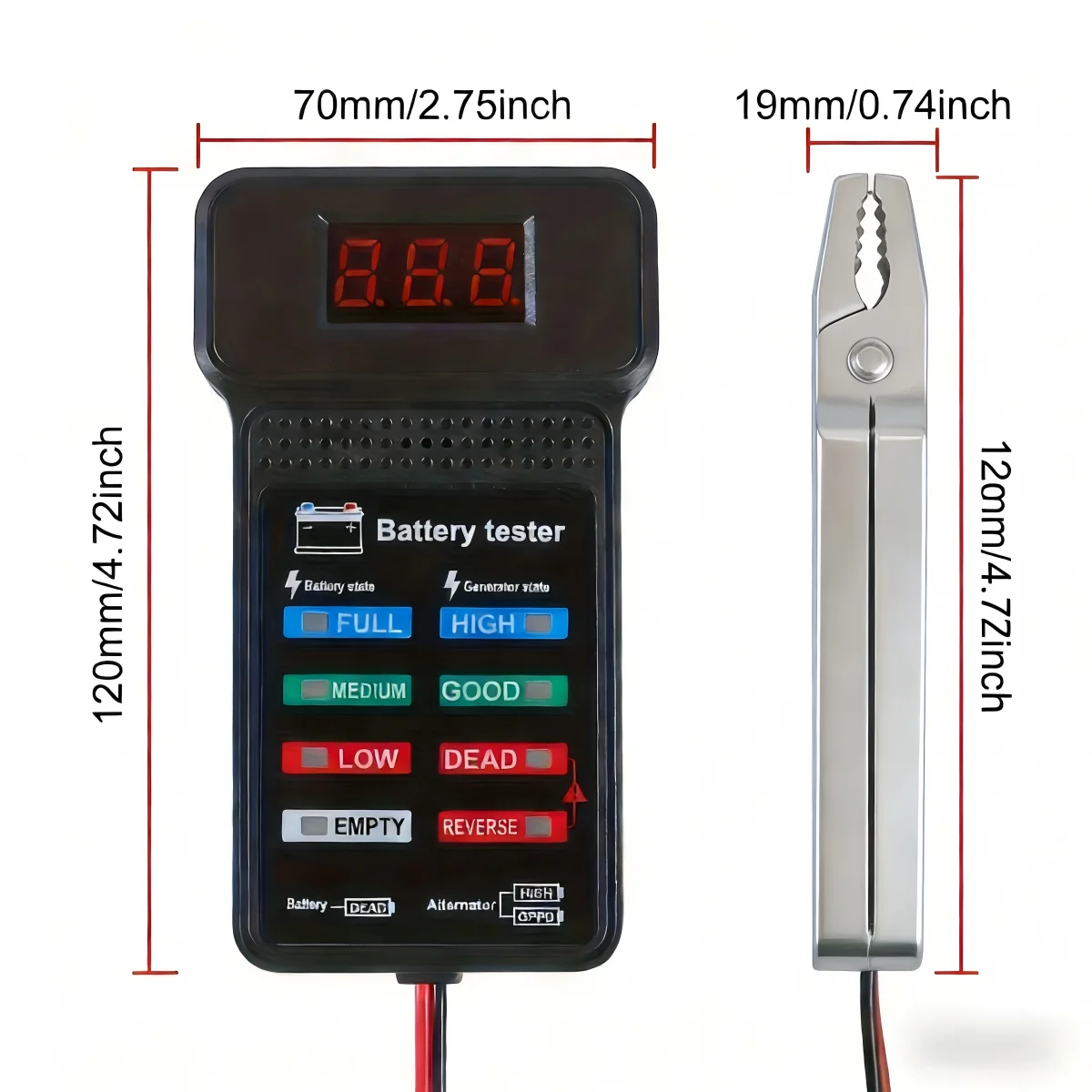 Smart Car Battery Tester, Suitable for Home Self-Checking/Repair Shops, One-Click Diagnosis of Life Span and Capacity, Quick Fault Identification, Intuitive Data Display, Compatible with Multiple Car Models