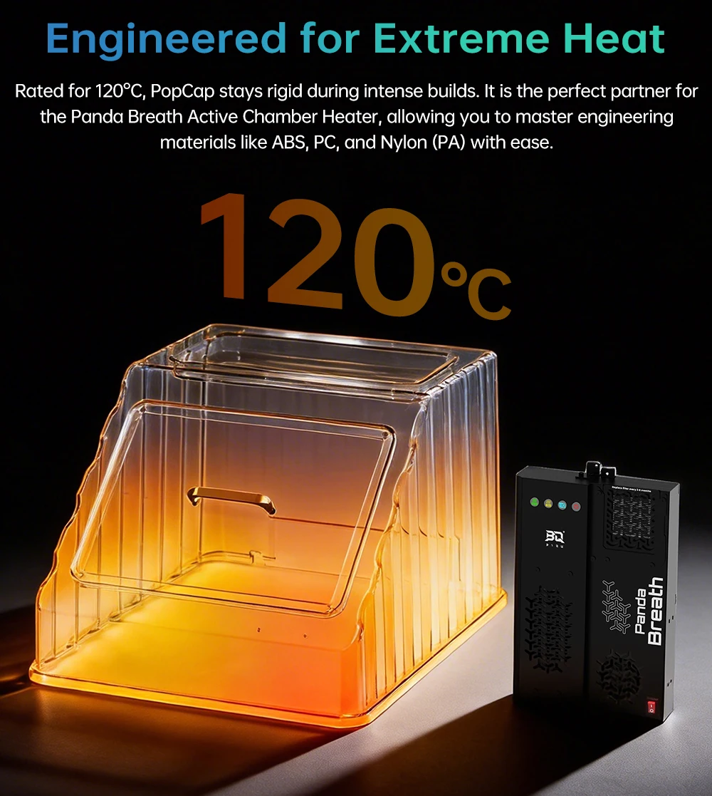 BIQU PopCap Clear Top Cover Compatible with Snapmaker U1, Insulated and Dustproof Transparent Enclosure with 4 Rolls of Filament