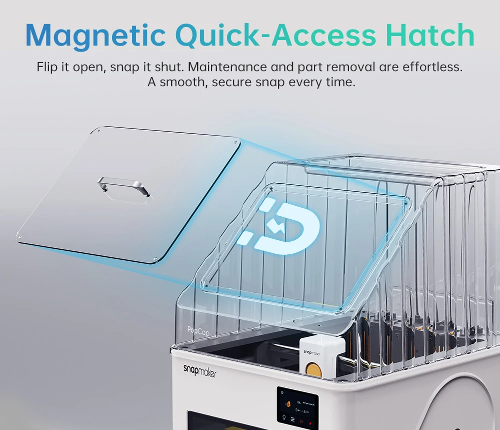 BIQU PopCap Clear Top Cover Compatible with Snapmaker U1, Insulated and Dustproof Transparent Enclosure with 4 Rolls of Filament