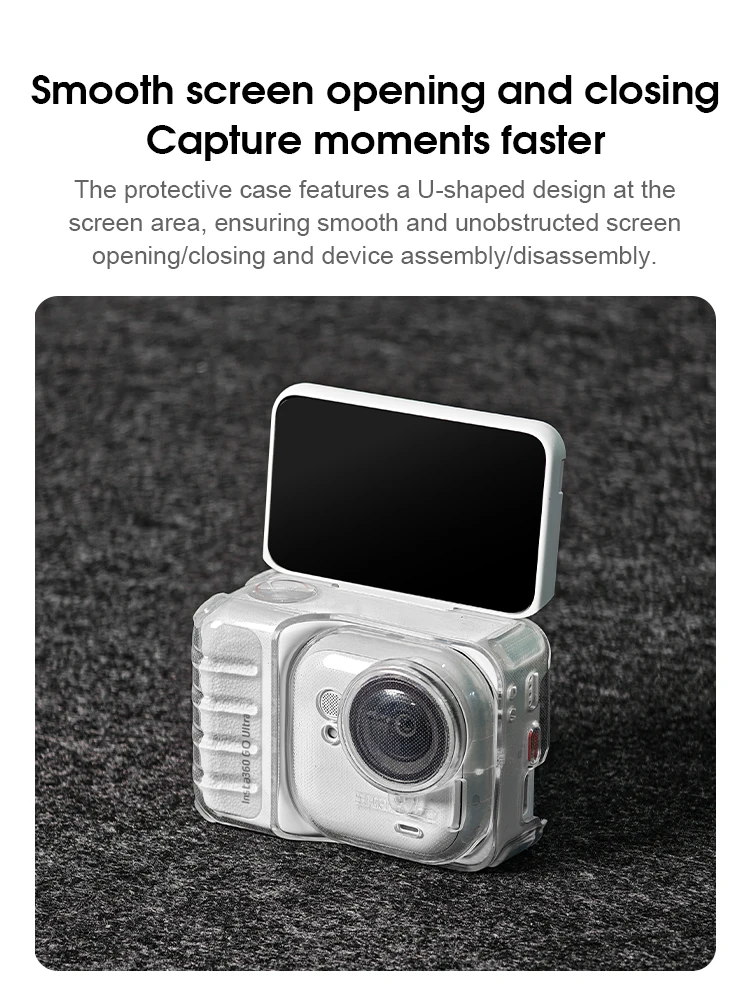 Camera Protective Case for Insta360 Go Ultra TPU Transparent Cover Anti-Scratch Drop-proof Case with Lens Protective Cap