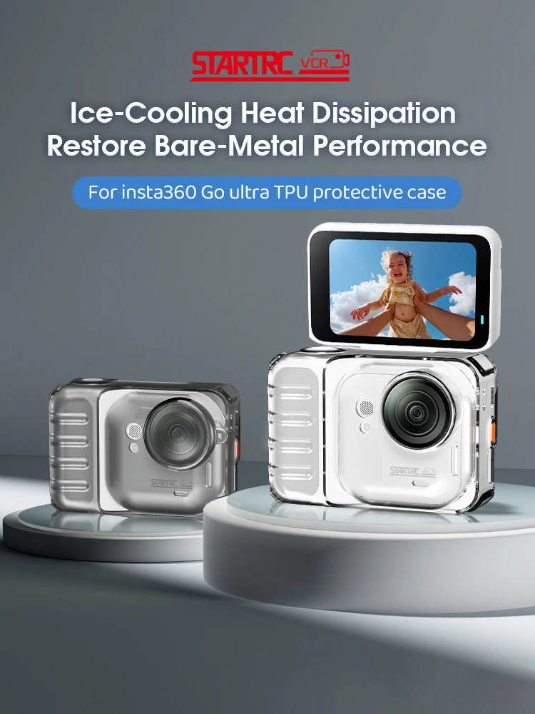 Camera Protective Case for Insta360 Go Ultra TPU Transparent Cover Anti-Scratch Drop-proof Case with Lens Protective Cap