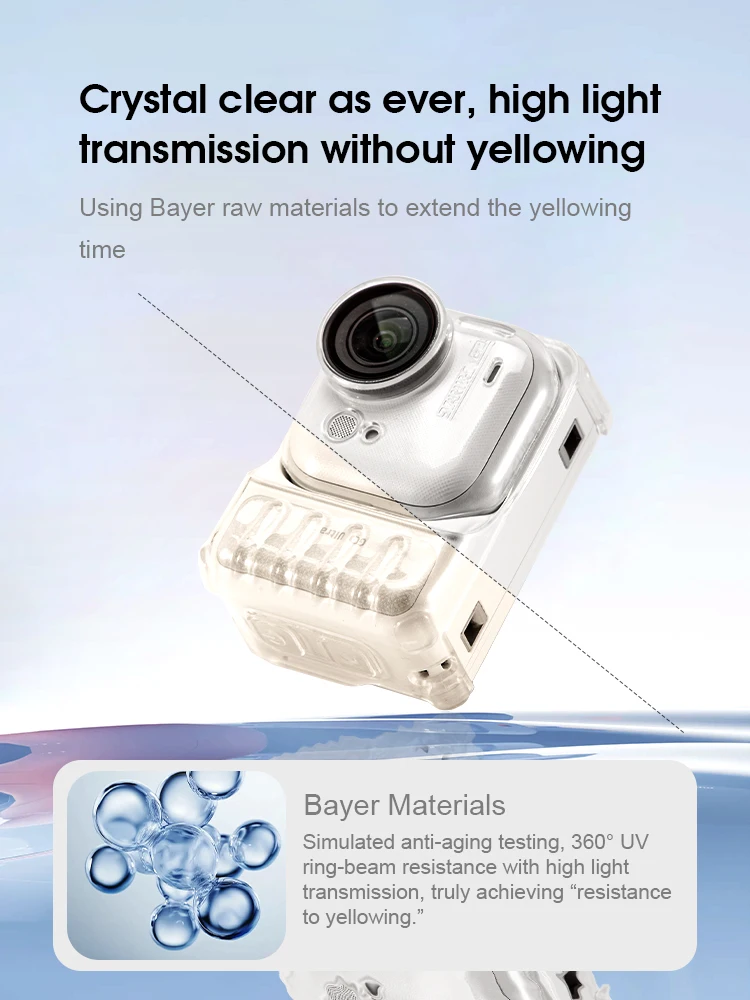 Camera Protective Case for Insta360 Go Ultra TPU Transparent Cover Anti-Scratch Drop-proof Case with Lens Protective Cap