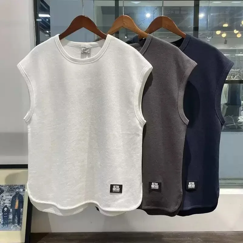 Summer Men Thin Vest Round Neck Waffle Sleeveless Solid Color Casual Waistcoat Fitness Sports Basketball Men Vest