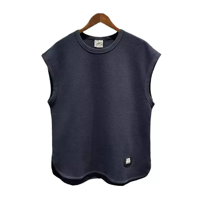 Summer Men Thin Vest Round Neck Waffle Sleeveless Solid Color Casual Waistcoat Fitness Sports Basketball Men Vest
