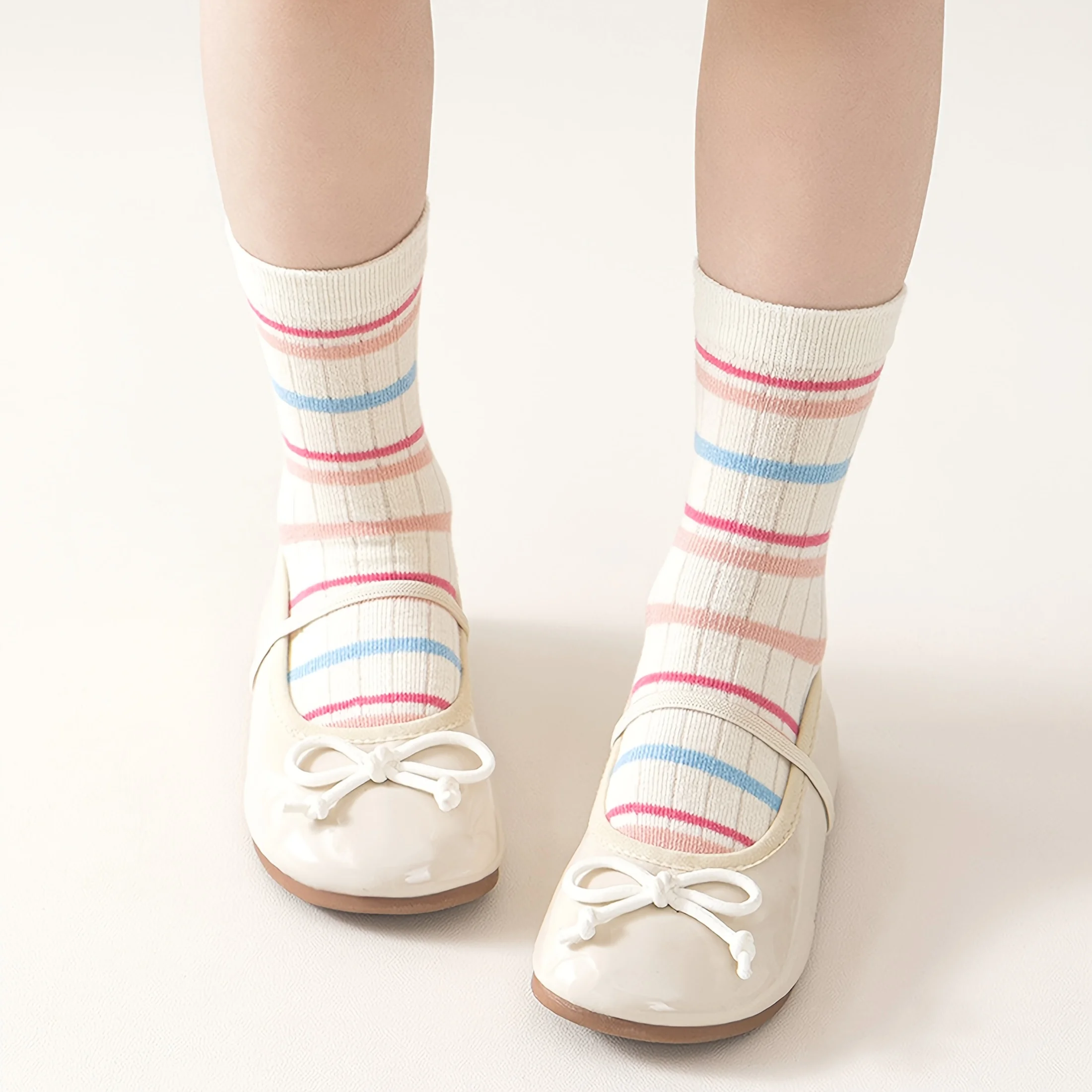 5-Pack Children's Floor Socks with 3D Bunny and Floral Patterns, Anti-Slip Dots, Soft Sole for Girls, Babies, and Toddlers, Indoor Non-Slip Striped Letter Socks, Suitable for Casual Daily Life