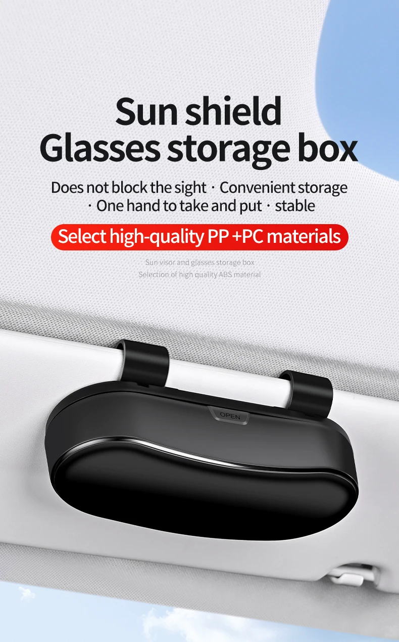 New Car Glasses Box, Glasses Sunshade, Sunglasses Car Storage Multi functional Sunglasses Clip Storage Box