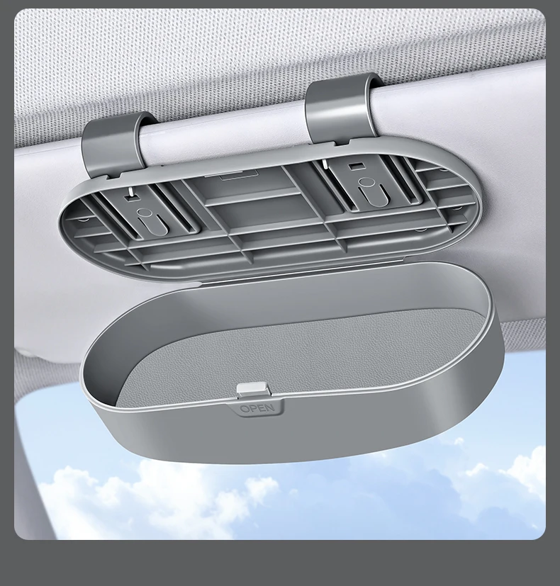 New Car Glasses Box, Glasses Sunshade, Sunglasses Car Storage Multi functional Sunglasses Clip Storage Box