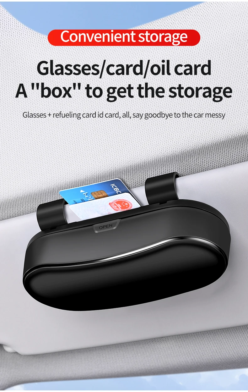 New Car Glasses Box, Glasses Sunshade, Sunglasses Car Storage Multi functional Sunglasses Clip Storage Box