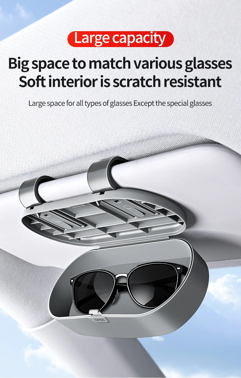 New Car Glasses Box, Glasses Sunshade, Sunglasses Car Storage Multi functional Sunglasses Clip Storage Box