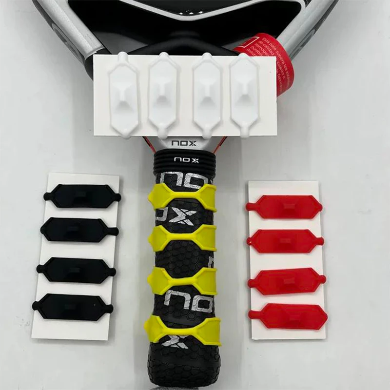 Tennis Racket Grip Enhancer Rings, 4 Colors, Boost Friction and Reduce Vibration, Silicone Material, 4-Pack, Padel Accessories G