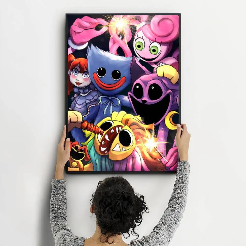 Anime Games Poppy Playtime Anime Posters Sticky Waterproof Paper Sticker Coffee House Bar Kawaii Room Decor