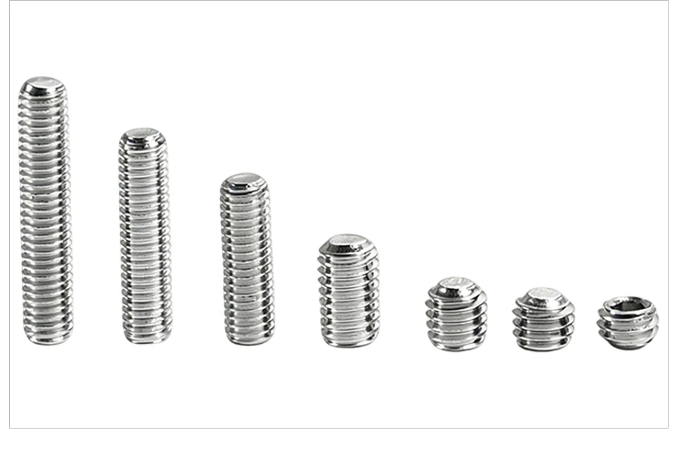DIN913 304 Stainless Steel A2-70 Hexagon Socket Flat Point Set Screws Allen Headless Grub Screws M1.6 M2 M2.5 M3 M4 M5 M6 M8 M10
