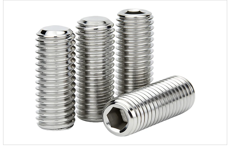 DIN913 304 Stainless Steel A2-70 Hexagon Socket Flat Point Set Screws Allen Headless Grub Screws M1.6 M2 M2.5 M3 M4 M5 M6 M8 M10