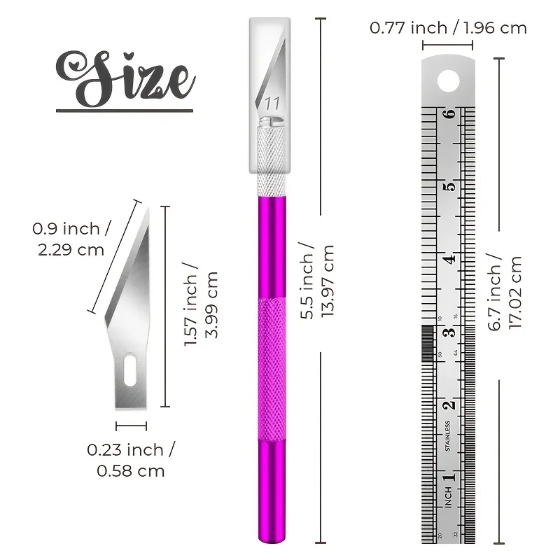 1 Pcs Stainless 1 Pcs Craft Knife with Knife Hobby Knife Exacto 1Steel Exacto Blade Kit, 1pcs Steel 15CM Ruler for Art