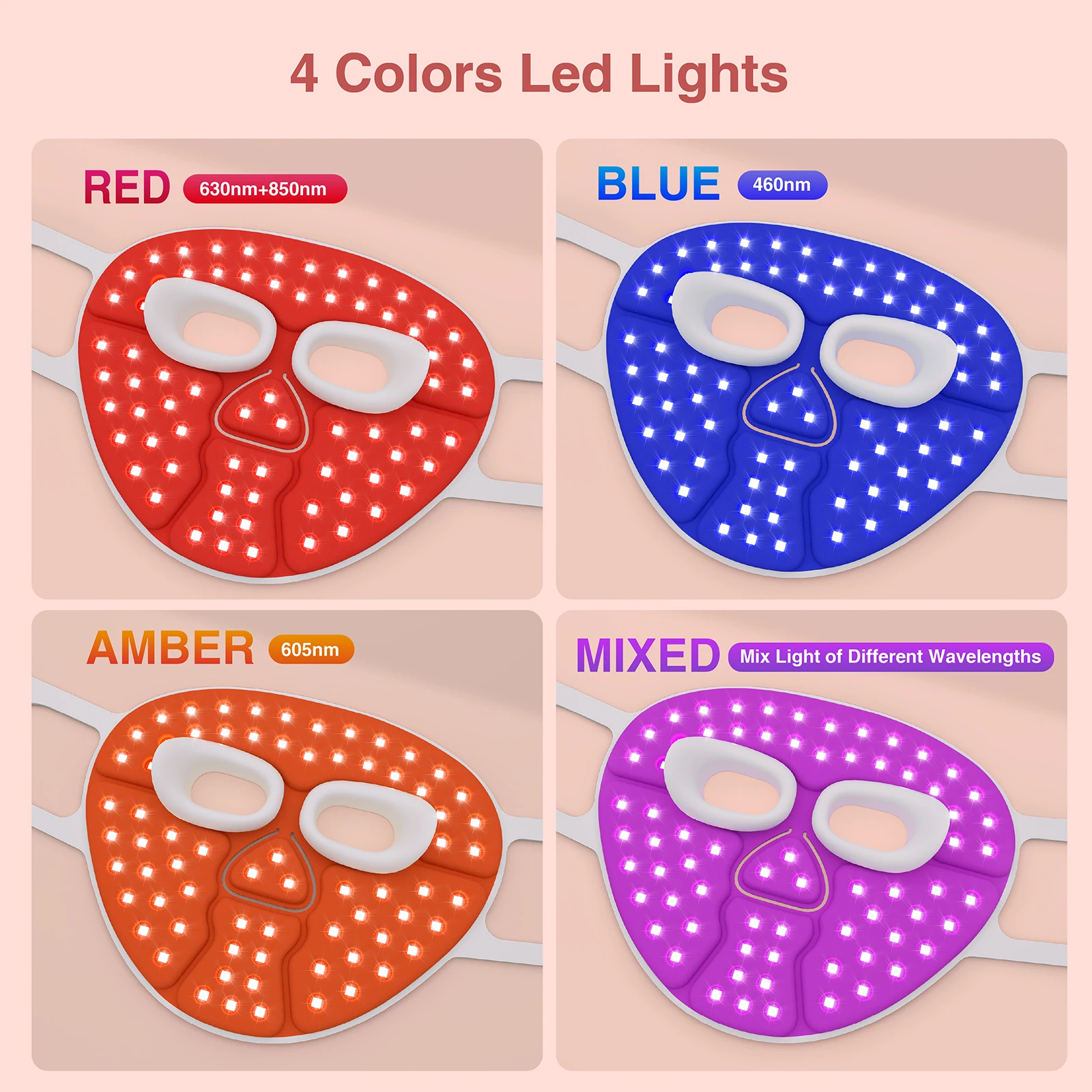 Hello Face 510K / CE Beauty LED Mask Infrared Red Light Wrinkle Reduction Blue Light Acne Treatment 3000mAh Skin Care Device