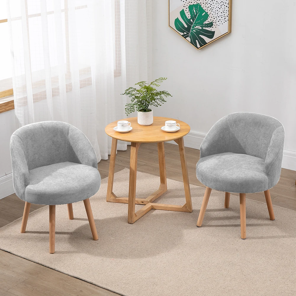 BonChoice Set of 2 Small Accent Tub Chairs Occasional Lounge Sofa for Living Room Bedroom, Upholstered Chair with Solid Wood Leg
