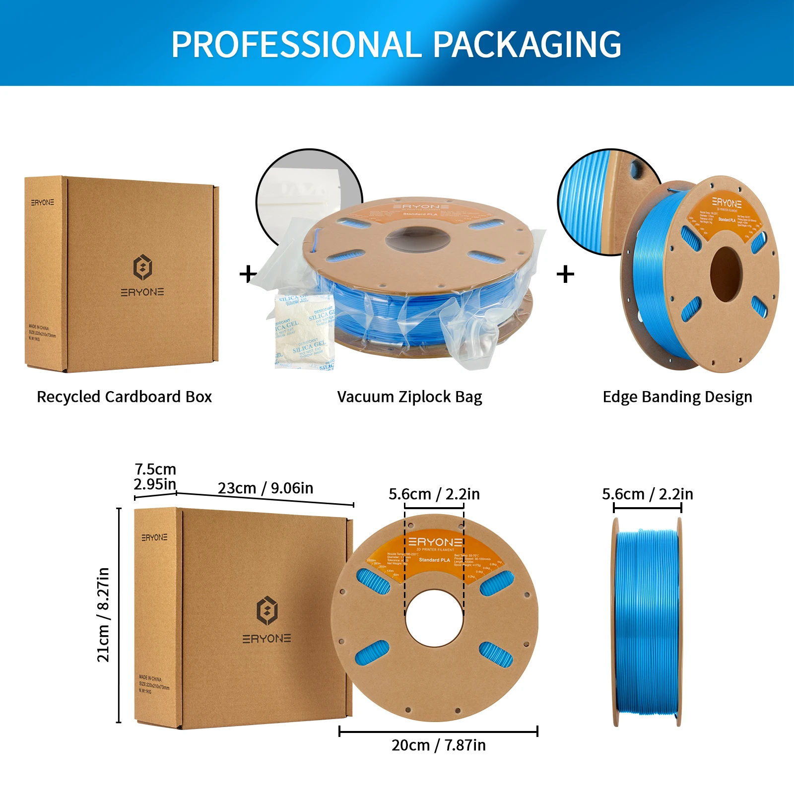 ERYONE NEW Standard PLA Filament 1/3/5/10kg 1.75mm 3D PLA Low Shrinkage Consumable For 3D Printer 1KG/Roll (2.2lbs/Roll)