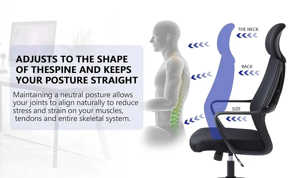 Office Chair, Breathable Mesh Swivel Desk Chair, Lumbar Back Support Ergonomic Office Chair, Computer Chair Office Chairs