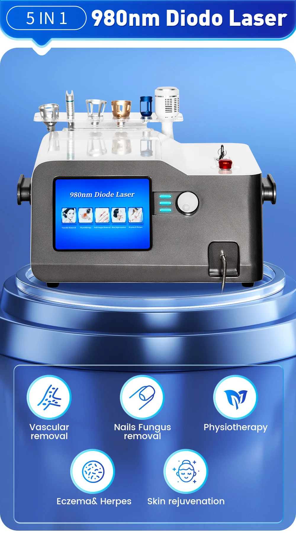 Diode Lase Multifunctional Beauty Instrument for Removing Redness Nail Fungus Pain Relief Skin Regeneration Eczema Herpes