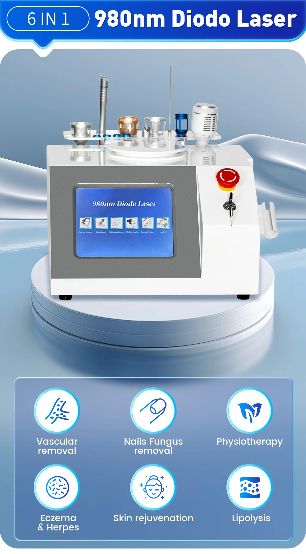 Diode Lase Multifunctional Beauty Instrument for Removing Redness Nail Fungus Pain Relief Skin Regeneration Eczema Herpes