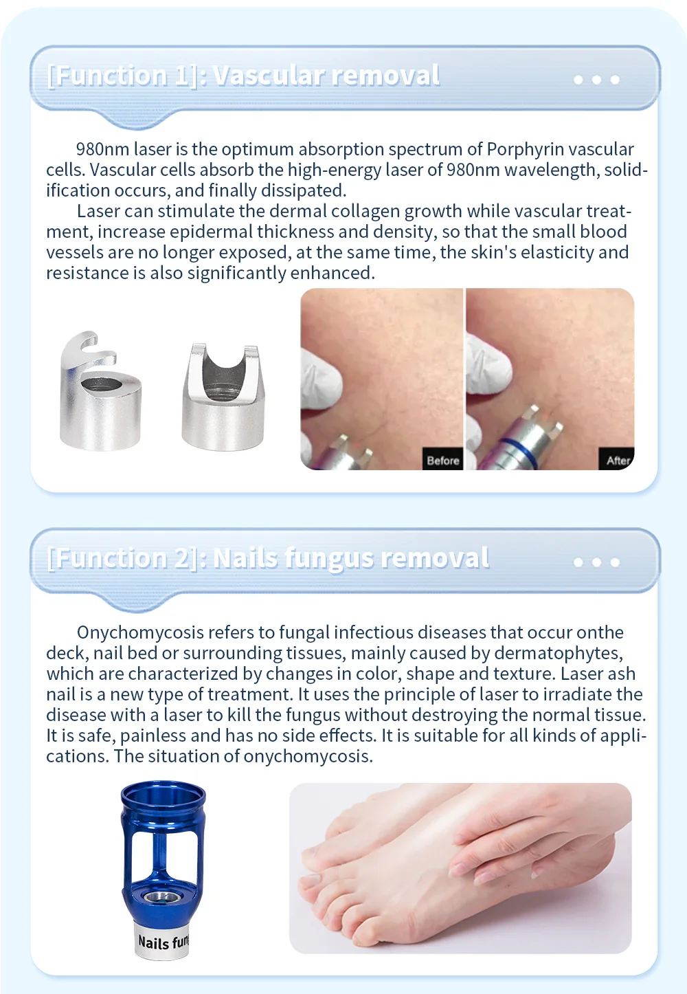Diode Lase Multifunctional Beauty Instrument for Removing Redness Nail Fungus Pain Relief Skin Regeneration Eczema Herpes