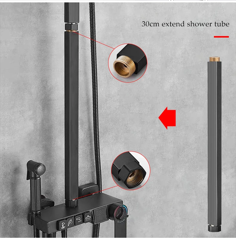 Shower Extension Pipe Square Bathroom Shower arm high quality Stainless Steel Round Shower Extension Pipe 30 cm Extension Pipe