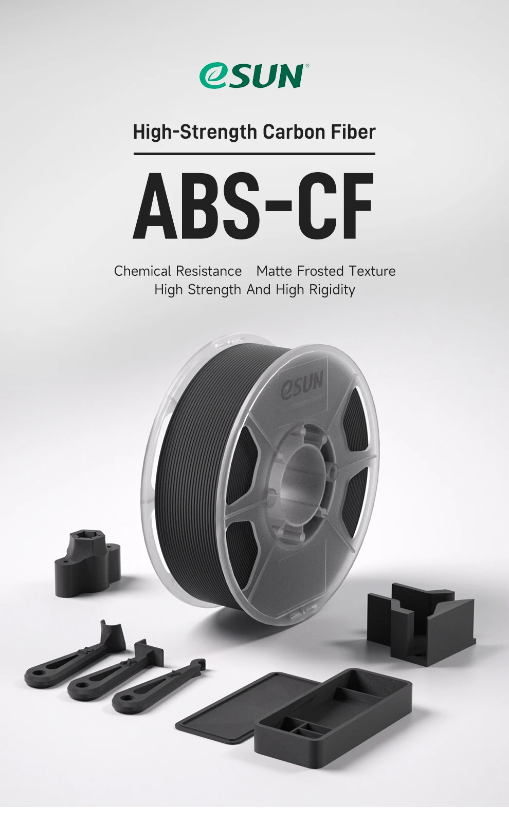 ESUN ABS Filament Carbon Fiber Filled ABS Filament 1.75mm 1KG Spool (2.2 LBS) 3D Printing Materials ABS-CF for FDM 3D Printers