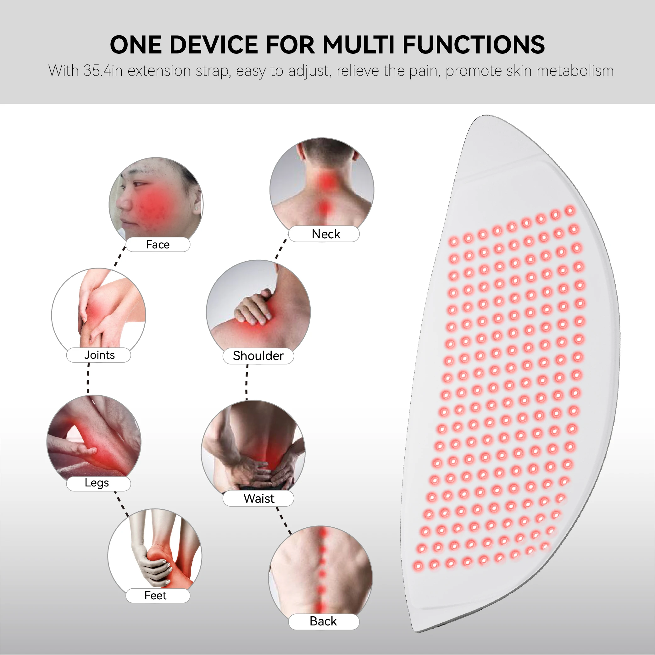 Hello Face L6 LED Light Mask 720pcs 630nm Red Light & 850nm NIR Light Skin-friendly Fabric Body Care Machine 510K /CE