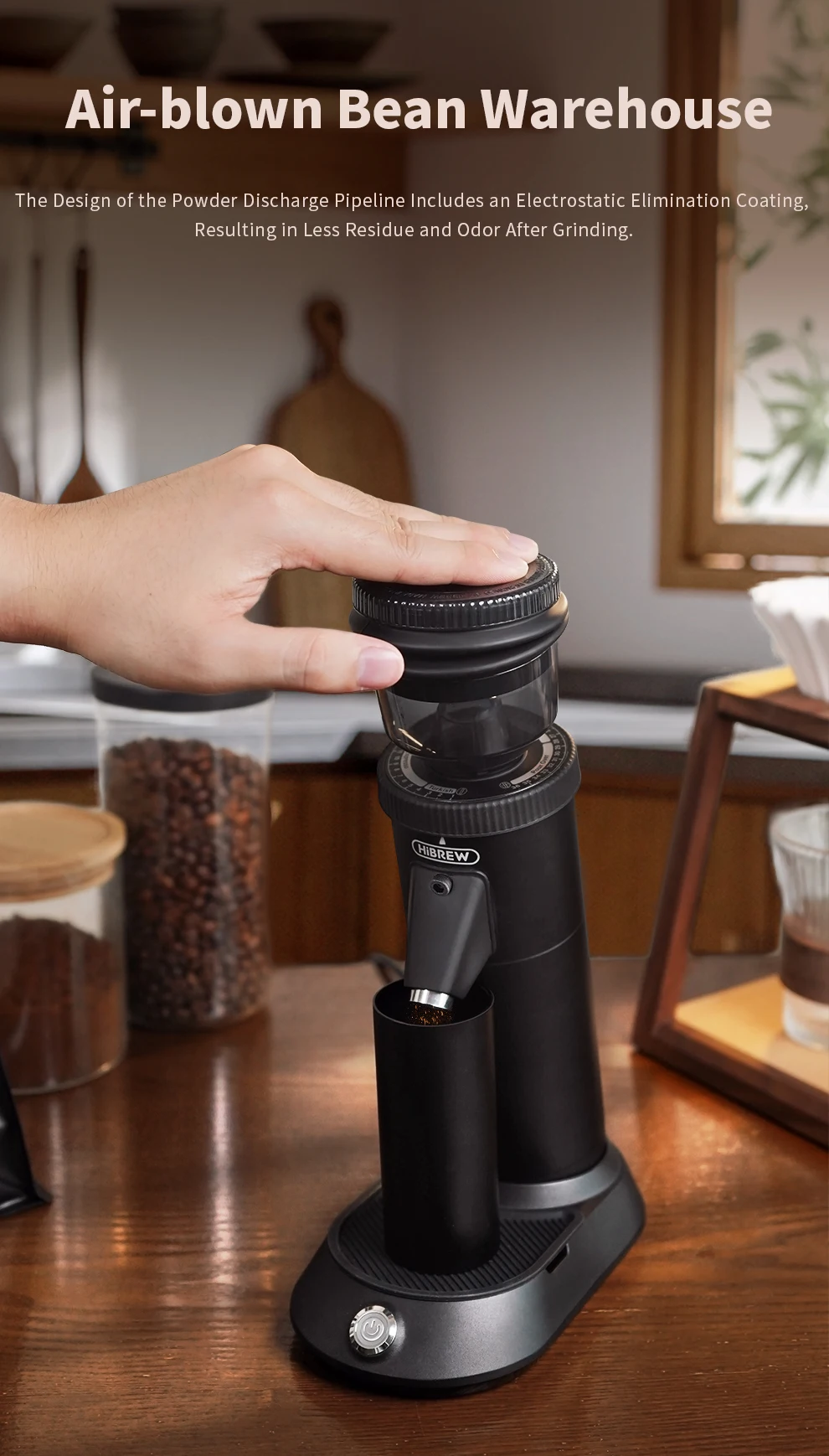 HiBREW G5 48mm Conical Burr Electric Coffee Grinder Compact Portable Coffee Bean Mill Kitchen for Espresso Turkish Coffee