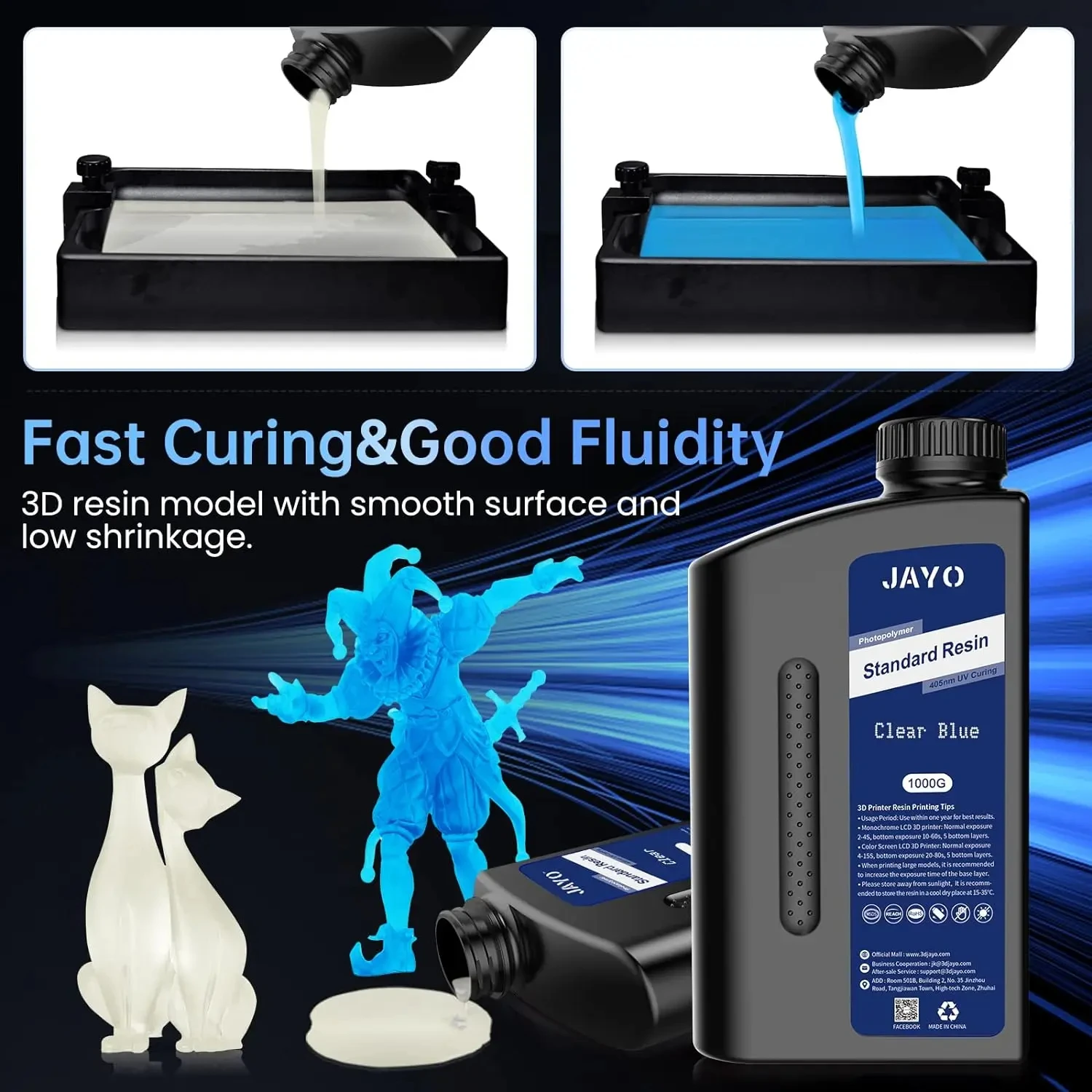 JAYO impresora 3d resina Standard/Water Washab/ABS-Like/PA-Like10KG UV Photopolymer Resin Liquid 405nm For LCD 3D Printer