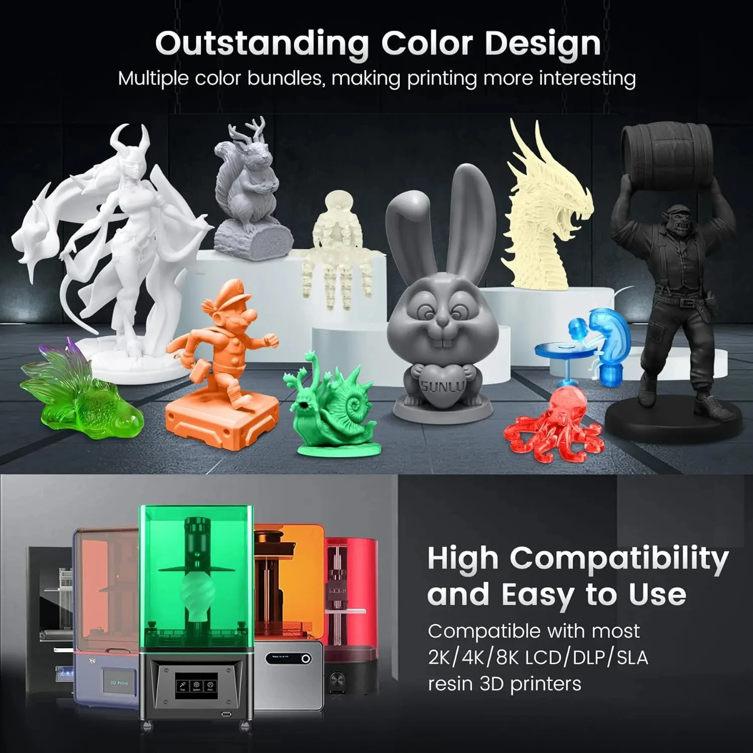 JAYO impresora 3d resina Standard/Water Washab/ABS-Like/PA-Like10KG UV Photopolymer Resin Liquid 405nm For LCD 3D Printer