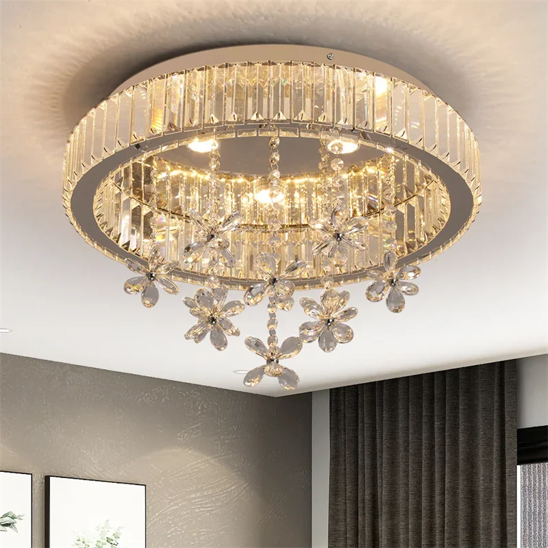 Modern Crystal Ceiling Lamp Luxury Led Pendant Lighting Living Dining Room Silver Fixtures Home Decor Hanging Chandelier Bedroom