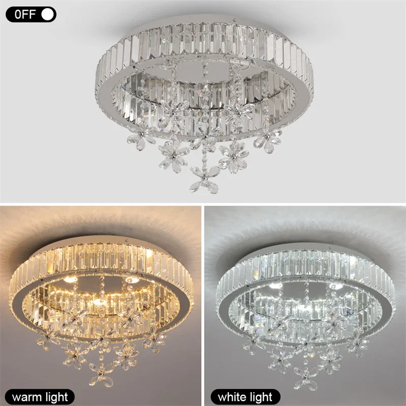 Modern Crystal Ceiling Lamp Luxury Led Pendant Lighting Living Dining Room Silver Fixtures Home Decor Hanging Chandelier Bedroom
