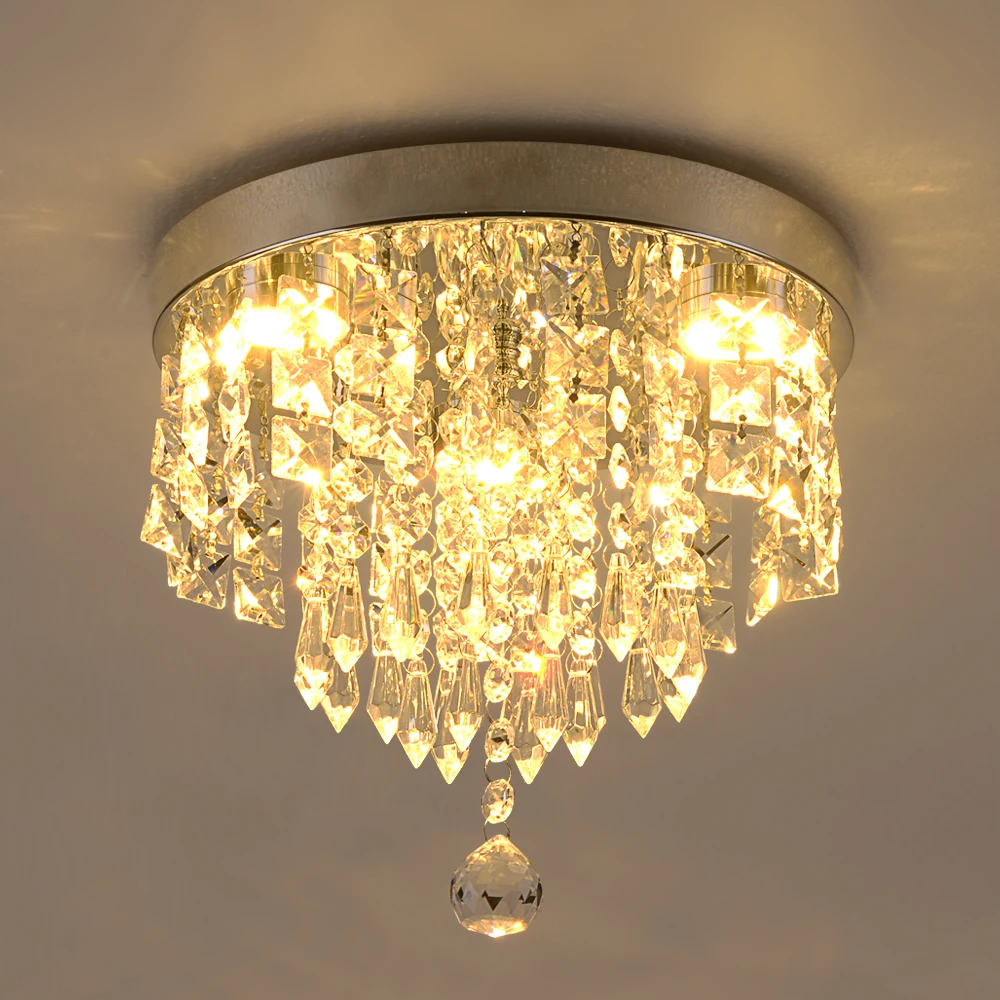 Modern Crystal Ceiling Lamp Luxury Led Pendant Lighting Living Dining Room Silver Fixtures Home Decor Hanging Chandelier Bedroom