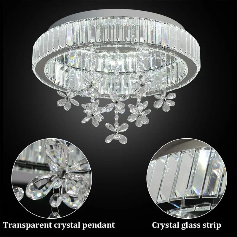 Modern Crystal Ceiling Lamp Luxury Led Pendant Lighting Living Dining Room Silver Fixtures Home Decor Hanging Chandelier Bedroom
