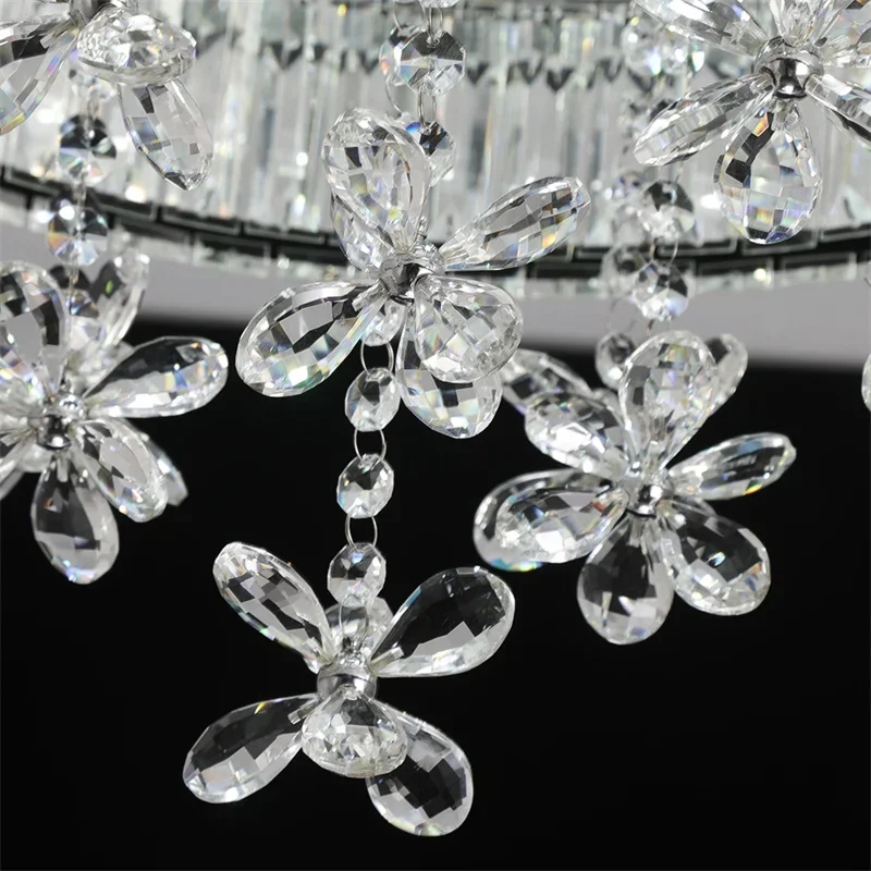 Modern Crystal Ceiling Lamp Luxury Led Pendant Lighting Living Dining Room Silver Fixtures Home Decor Hanging Chandelier Bedroom