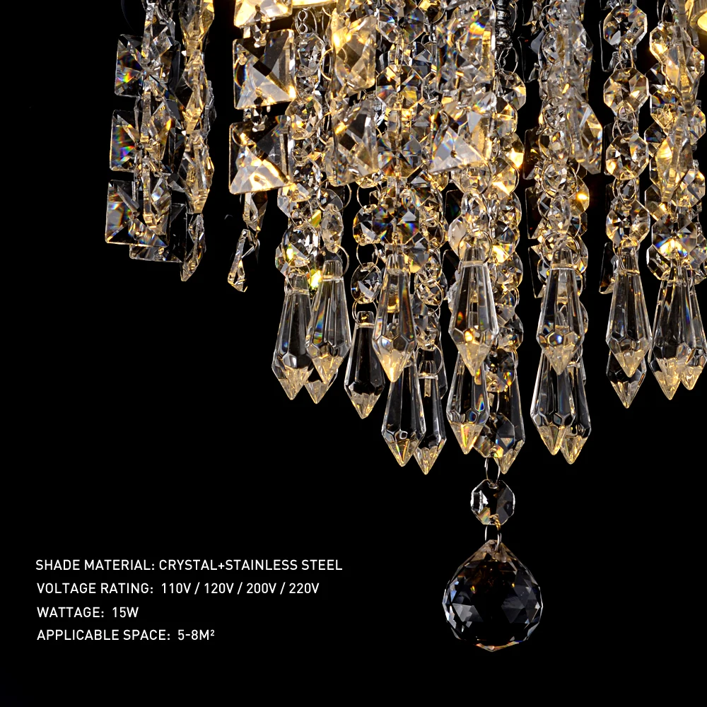 Modern Crystal Ceiling Lamp Luxury Led Pendant Lighting Living Dining Room Silver Fixtures Home Decor Hanging Chandelier Bedroom
